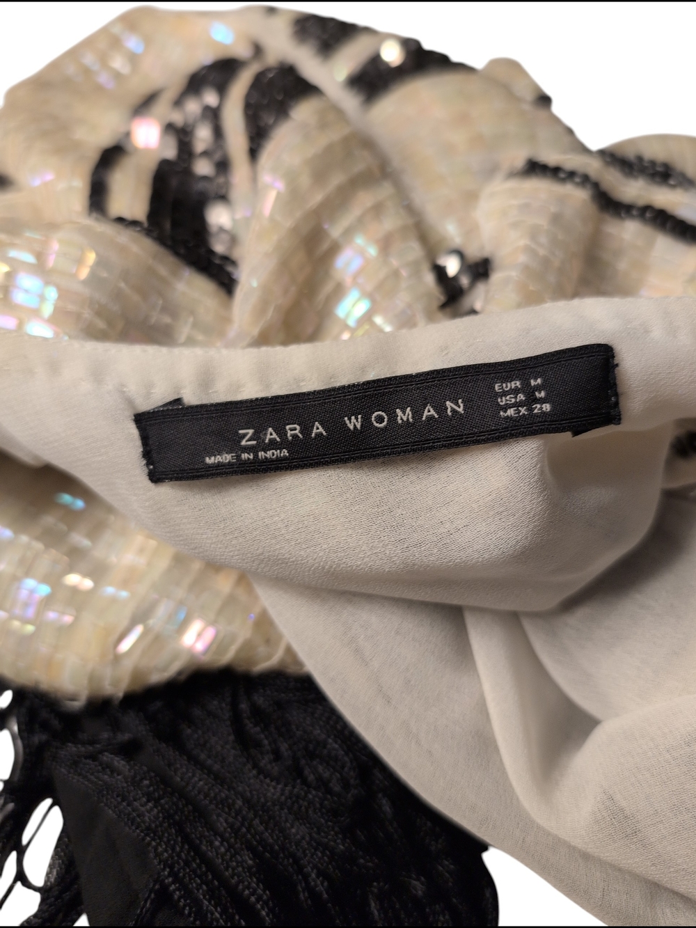 Zara Women Tango Dress Costume Club Party Sequin Silk India Sexy Fringe Medium - Picture 7 of 11